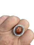 Sunstone Solid 925 Sterling Silver Ring 8.5