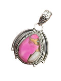 Kingman Cotton Candy Turquoise Solid 925 Sterling Silver Pendant
