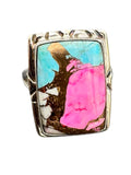 Kingman Cotton Candy Turquoise Solid 925 Sterling Silver Ring 7