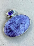 Lepidolite & Amethyst Solid 925 Sterling Silver Pendant