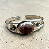 Mexican Fire Opal Solid 925 Sterling Silver Cuff Bracelet