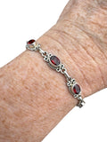 Garnet Solid 925 Sterling Silver Bracelet