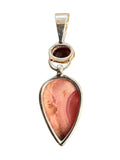 Rhodochrosite & Garnet Solid 925 Sterling Silver Pendant