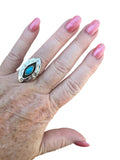 Kingman Turquoise Shadow Box Solid 925 Sterling Silver Ring 7