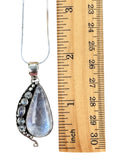 Rainbow Moonstone Solid 925 Sterling Silver Pendant with 18 inch chain necklace