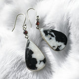White Buffalo & Garnet Solid 925 Sterling Silver Earrings
