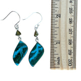 Chrysocolla Malachite & Peridot Solid 925 Sterling Silver Earrings