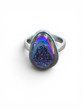 Titanium Druzy Solid 925 Sterling Silver Ring 7