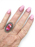 Kingman Pink Dahlia Turquoise Solid 925 Sterling Silver Ring 8