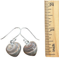 Heart Fordite Solid 925 Sterling Silver Earrings