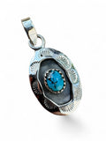 Kingman Turquoise Shadow Box Solid 925 Sterling Silver Pendant
