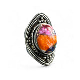 Kingman Pink Dahlia Turquoise Solid 925 Sterling Silver Ring 9