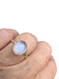 Rainbow Moonstone Solid 925 Sterling Silver Ring 8