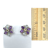 Amethyst & Blue Topaz Solid 925 Sterling Silver stud Earrings
