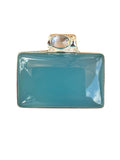 Aqua Chalcedony & Rainbow Moonstone Solid 925 Sterling Silver Pendant