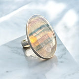 Fluorite Solid 925 Sterling Silver Ring 7