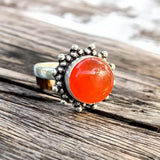 Carnelian Solid 925 Sterling Silver Ring 7.5