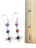 Kingman Pink Dahlia Turquoise Solid 925 Sterling Silver Earrings