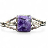 Russian Charoite Solid 925 Sterling Silver Cuff Bracelet