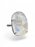 Faceted Rainbow Moonstone Solid 925 Sterling Silver Ring 6