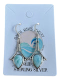 Caribbean Larimar Solid 925 Sterling Silver Earrings
