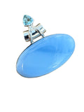 Owyhee Opal & Blue Topaz Solid 925 Sterling Silver Pendant