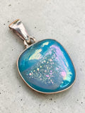 Blue Aura Druzy Solid 925 Sterling Silver Pendant