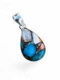 Kingman Turquoise & Spiny Oyster Solid 925 Sterling Silver Pendant