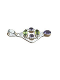 Peridot & Amethyst Solid 925 Sterling Silver Pendant