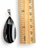 Black Botswana Agate Solid 925 Sterling Silver Pendant