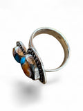 Kingman Turquoise & Spiny Oyster Solid 925 Sterling Silver Ring ADJ