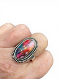 Kingman Pink Dahlia Turquoise Solid 925 Sterling Silver Ring 10