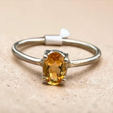 Citrine Solid 925 Sterling Silver Stack Ring
