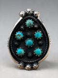 Kingman Turquoise Solid 925 Sterling Silver Ring ADJ