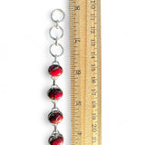 Kingman Red Rose Dahlia Solid 925 Sterling Silver Bracelet