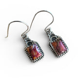 Kingman Pink Dahlia Turquoise Solid 925 Sterling Silver Earrings