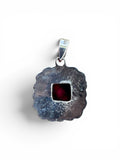 Kingman Red Rose Dahlia Solid 925 Sterling Silver Pendant