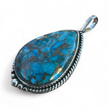 Kingman Blue Copper Turquoise Solid 925 Sterling Silver Pendant