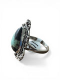 Black Jack Turquoise Solid 925 Sterling Silver Ring 10