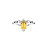 Citrine & White Topaz Solid 925 Sterling Silver Ring 6