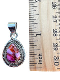 Kingman Pink Dahlia Turquoise Solid 925 Sterling Silver Pendant