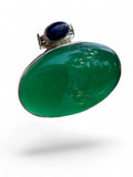 Green Onyx & Lapis Solid 925 Sterling Silver Pendant