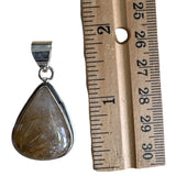 Gold Rutilated Quartz Solid 925 Sterling Silver Pendant
