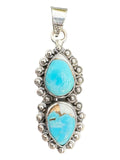 Kingman Blue Ice Dahlia Turquoise Solid 925 Sterling Silver Pendant
