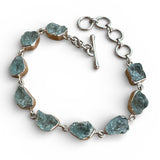 Rough Aquamarine Solid 925 Sterling Silver Bracelet