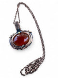 Carnelian Copper wrapped Pendant with chain 22”