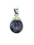 Kingman Pink Dahlia Turquoise Solid 925 Sterling Silver Pendant