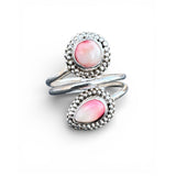 Kingman Red Rose Dahlia Solid 925 Sterling Silver Ring ADJ