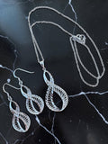 Filigree Solid 925 Sterling Silver Necklace Earrings Set