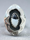 White Buffalo Shadow Box Solid 925 Sterling Silver Ring 8